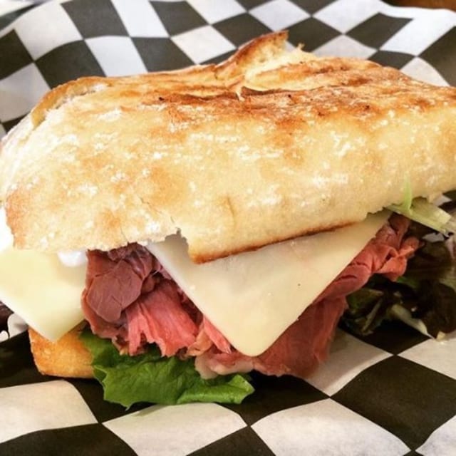 Beef and White Cheddar Sandwich.